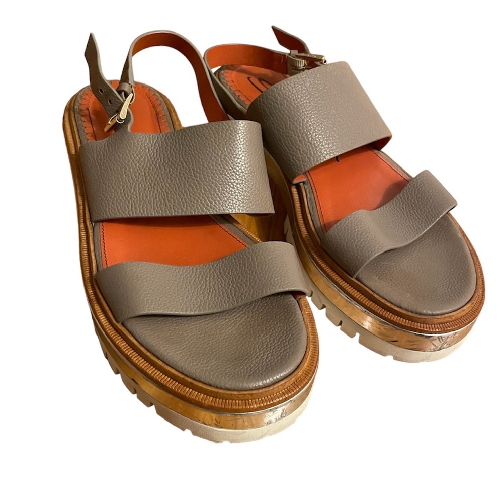 Santoni Italian straps sandals with chunky wide rubber bottom size 38